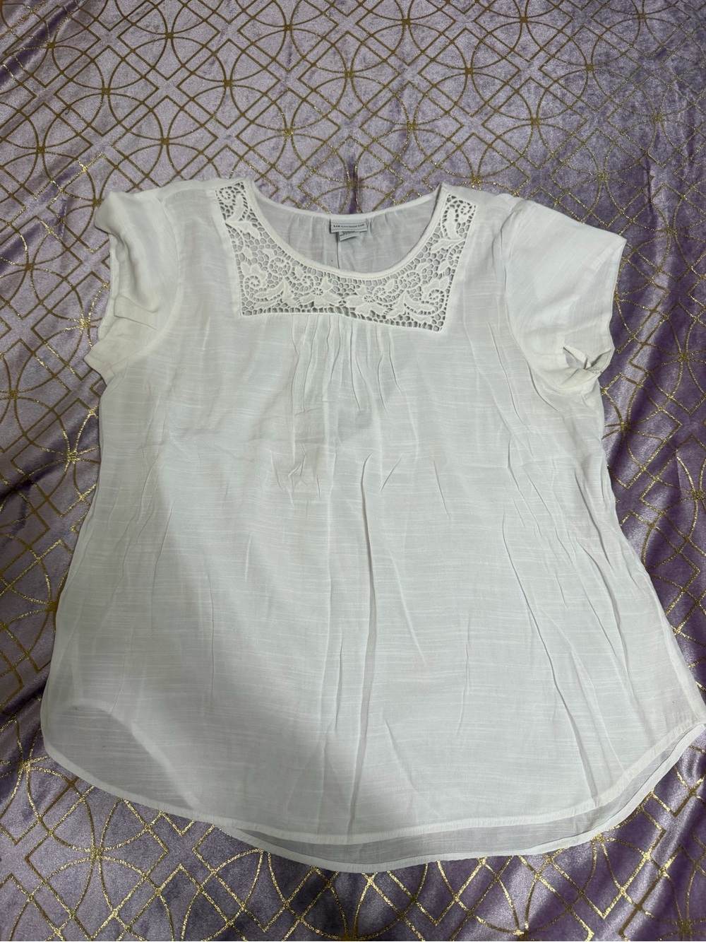 💥 WOMENS Cream/White Lace Yoke Cap Sleeve